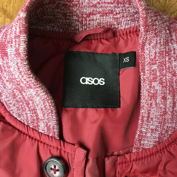 ASOS Red Bomber Jacket sz xs - Picture 2 of 4